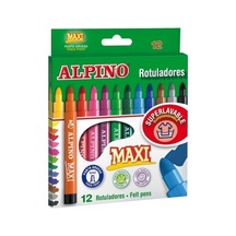 Alpino Maxi Keçeli Kalem Jumbo Keçe Uçlu Kalem 12 Renk 12'li Çok Renkli