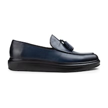 Deery Hakiki Deri Mavi Püsküllü Comfort Erkek Loafer Mavi (539875829) Mavi