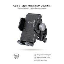Titreşim Emici Kilit 360 Ayarlanabilir Sistemli Motosiklet Ve Bisiklet Telefon Tutucu Siyah