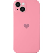 Apple Uyumlu iPhone 14 Plus Kalp Logolu Kamera Korumalı İçi Kadife Lansman Silikon Kapak - Lacivert