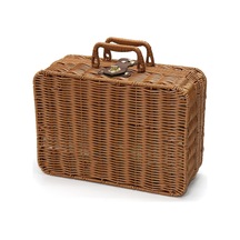 Hasır Piknik Sepeti, Dekoratif Dekor Bavul Vintage Saklama Sepeti Makyaj Düzenleyici, Metal Kilit Plastik Rattan Sakla Diğer