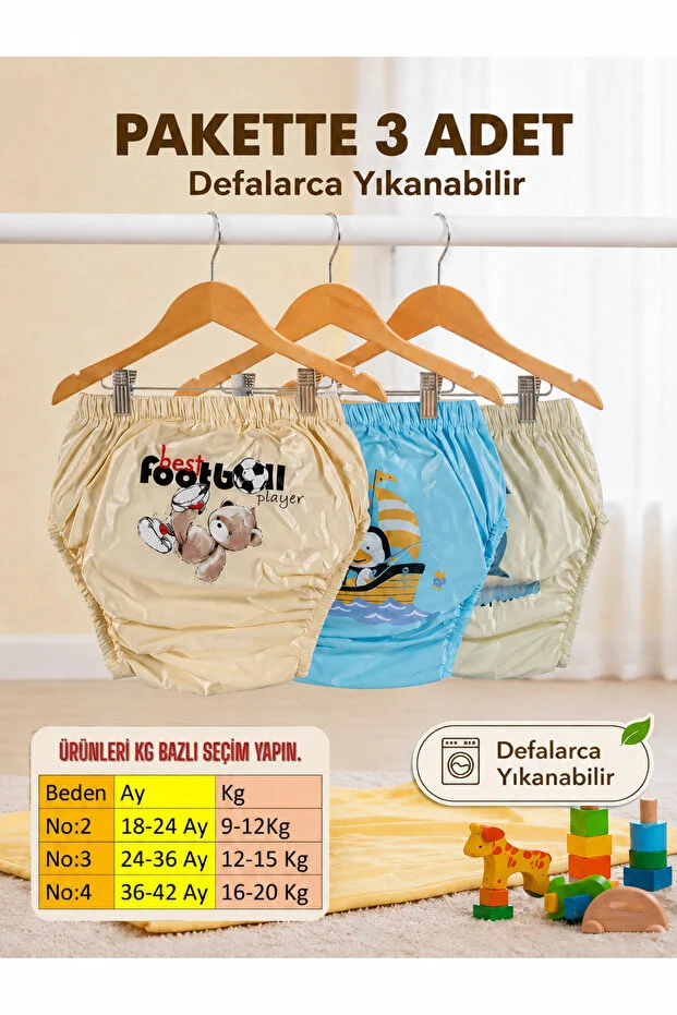Y&d Co. Tuvalet Alıştırma Külodu Kız Çocuk 3'lü Set Erkek (1 Yaş)