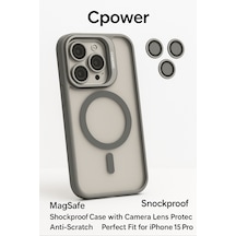 İphone 15 Pro Kılıfı, Kaliteli Kamera Lens Koruyucu Dahil, Magsafe Uyumlu Darbe Dayanaklı, 3 Renk Gri
