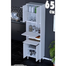 Derin 65 Cm 6 Kapaklı Çok Amaçlı Mutfak Kiler Dolabı Organizer Banyo Çocuk Odası Boy Dolabı Beyaz