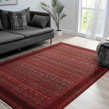 Bordo Kırmızı Etnik Şerit Desenli Modern Halı - Nk0259ba Bordo - Kırmızı
