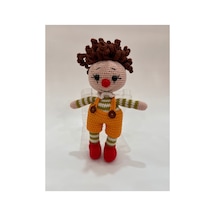 El Yapımı Organik Pamuk Amigurumi Palyaço Bebek 27 Cm Turuncu