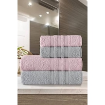 Riona Pamuklu 50x90-70x140 Cm 4'lü Banyo Havlu Seti Pembe 6 Renk