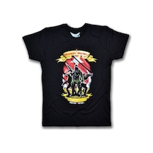 Bordo Bereli Erkek Kısa Kollu T-Shirt - Siyah Çok Renkli