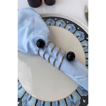 6 Adet Black Silver Steel Peçete Yüzüğü
