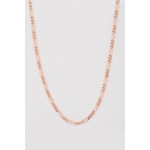 Figaro Model Gümüş Kolye Zinciri Rose Gold
