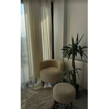 Çay Seti Tekli Koltuk Berjer Ve Puf Takımı Salon, Balkon, Ofis 2 Li Takım Krem