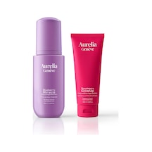 Aurelia Genève Double Berry Glass Skin Set - Nemlendirici Vegan Yüz Temizleme Köpüğü & Işıltı Kazandıran Vegan Peeling Seti