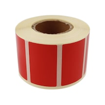 Kuşe Kırmızı Renk Baskılı Etiket 50mm X 30mm Ölçülerinde 1000 Adet 40mm Kuka Çapında Kendinden Yapışkanlı Rulo Etiket Kırmızı Diğer