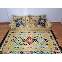 Şark Köşesi Minder Anadolu Desenli Kilim Kırlent Takımı Konsept Sarı 8 Parça