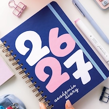 2026-2027 A5 Spiralli Renkli Akademik Ajanda 16 Aylık Motivasyon Sayfalı - 26-27 Çok Renkli