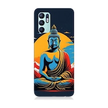 Oppo Reno 6 Uyumlu Soft Renklerle Budha Desenli Silikon Kılıf