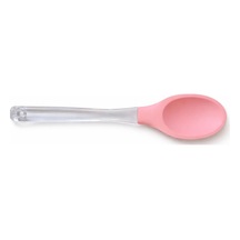 Silikon Kaşık, Mutfak Kullanımı İçin Şeffaf Saplı, Isıya Dayanıklı, Askılı Tasarım 1, Pembe