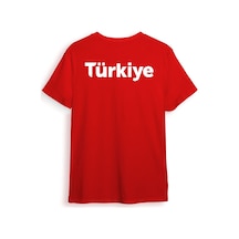 Türkiye Ön Arka Baskılı Regular Fit %100 Pamuk Kırmızı T-shirt Kırmızı