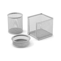 Mas Masa Seti Ataşlık-kağıtlık-kalemlik 3 Lü Metal Perforeli Silver 505 Diğer