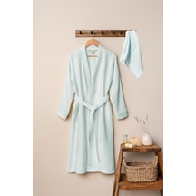 Unisex Kimono Müslin Bornoz-havlu Seti - Mint