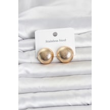 316l Çelik Gold Renk Top Model Kadın Küpe - Çok Renkli