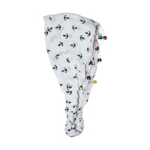 Lastikli Paraşüt Bandana Boncuklu Çapa Desenli Beyaz