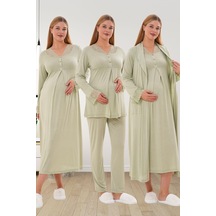 Mecit Pijama Mecit 6332 Yeşil Sabahlık Gecelik Pijama Hamile Lohusa Set