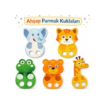 Hayvanlar Parmak Kuklalar Ahşap Boyama Etkinlik Seti Eğitici Çocuk Aktivite Fırça Akrilik Kreş Okul