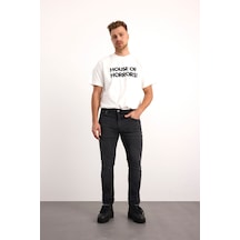76083-73599 Erkek Denim Comford Fit Mıd Waıst Slim Leg Pantolon 76083-73599 Grey
