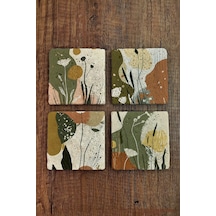 Modern Tasarımlar Temalı Doğal Taş Bardak Altlığı - Stone Coasters Çok Renkli