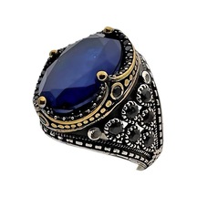 Paraiba Ve Zirkon Taşlı Gümüş Yüzük 240053309g17y