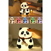 5 Farklı Renk Modlu Panda Figürlü Pofuduk Led Gece Lambası-yumuşak Dokulu Çocuk Odası Ve Dekoratif Şarjlı Ortam Işığı Renkli