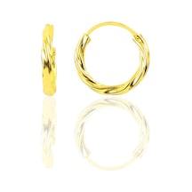 Gümüş Altın Rengi 14 Mm Burgu Modeli Halka Küpe N11.34905