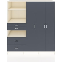 Kronos Dolap 12 Raflı 4 Çekmeceli Tek Askılı 220x59x243 Aytaşı-antrasit/antrasit Antrasıt/antrasıt