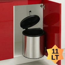 Cassone Dolap İçi Krom Metal Luks Çöp Kovası 11 Lt , Otomatik Açılır Kapaklı