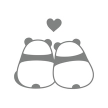 Panda Çifti Araba Sticker 17x17 Cm Gri