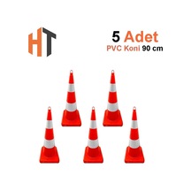 5'li Pvc Trafik Konisi Seti 75 Cm Çift Reflektifli Trafik Dubası