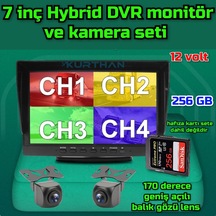 7 İnç Hybrid Dvr Monitör Ve 2 Adet170 Derece Açılı Kamera Set12v