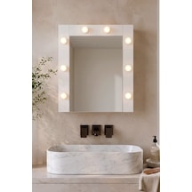 Robin Home Silva Led Işıklı Aynalı Kapaklı Banyo Dolabı Lavabo Üstü Dolap Beyaz