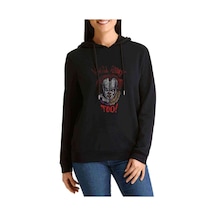 Pennywise Baskılı Siyah Kadın Kapşonlu Sweashirt (528764558)