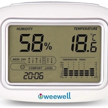Weewell Oda Nem Ve Sıcaklık Ölçer Termometre Whm140