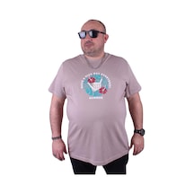 Moc Grande Mocgrande Büyük Beden Erkek Sıfır Yaka Tişört Summer 23119 Toprak-Toprak Çok Renkli