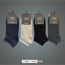 Twisocks Pamuk Patik Düz Paket Karışık Çorap 12'li - Karışık Antrasit