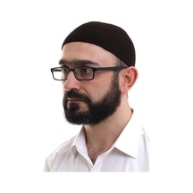 Koyu Kahverengi Kışlık Orlon Namaz Takkesi Baklava Desenli Takke Kahverengi