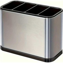 Trendooze Gaojunshop01 1 Paslanmaz Çelik Çatal Bıçak Kutusu, 4 Bölme, Gümüş Renk Gümüş