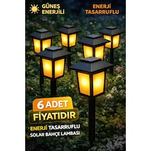 Solar Alev Efektli Bahçe Aydınlatması Güneş Enerjili Dekoratif Lamba Enerji Tasarruflu 6 Adet