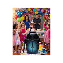 Kablosuz Karaoke Hoparlör Mikrofonlu Rgb Işıklı Bluetooth Speaker Usb Tf Kart Destekli Çok Renkli