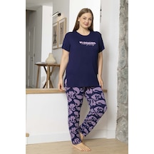 Aydoğan Büyük Beden Kadın Kısa Kol Viskon Pijama Takımı 260064 Lacivert01 Lacivert