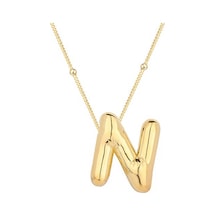 925 Ayar Gümüş Gold Balon N Harfi Kadın Kolye Gümüş