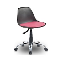 Ofiscombin Krom Metal Ayaklı Döner Tekerli Sırtlı Çalışma Taburesi Tabure Pembe Deri 00047499815